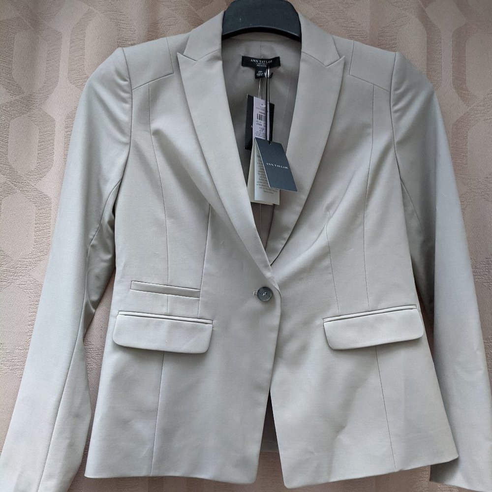NWT Ann Taylor Tan Tropical Wool Jacket / Blazer